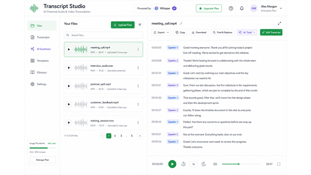 Audio/Video Transcript Generate